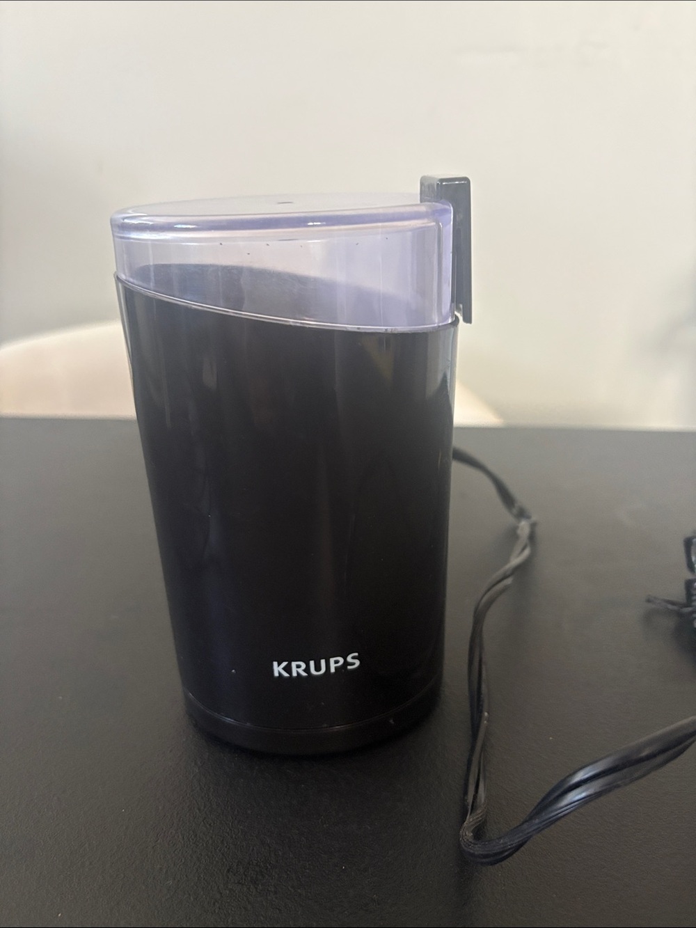 KRUPS Electric Coffee Grinder in Black with Clear Lid
